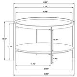 Adhvik 30" Round Coffee Table - Recessed Mango Wood Top, White Marble Shelf & Black Iron Legs – view 5