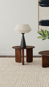 Dale Round Solid Mango Wood Coffee & End Tables - Mid-Century Angled Slab Legs in Brown – view 10