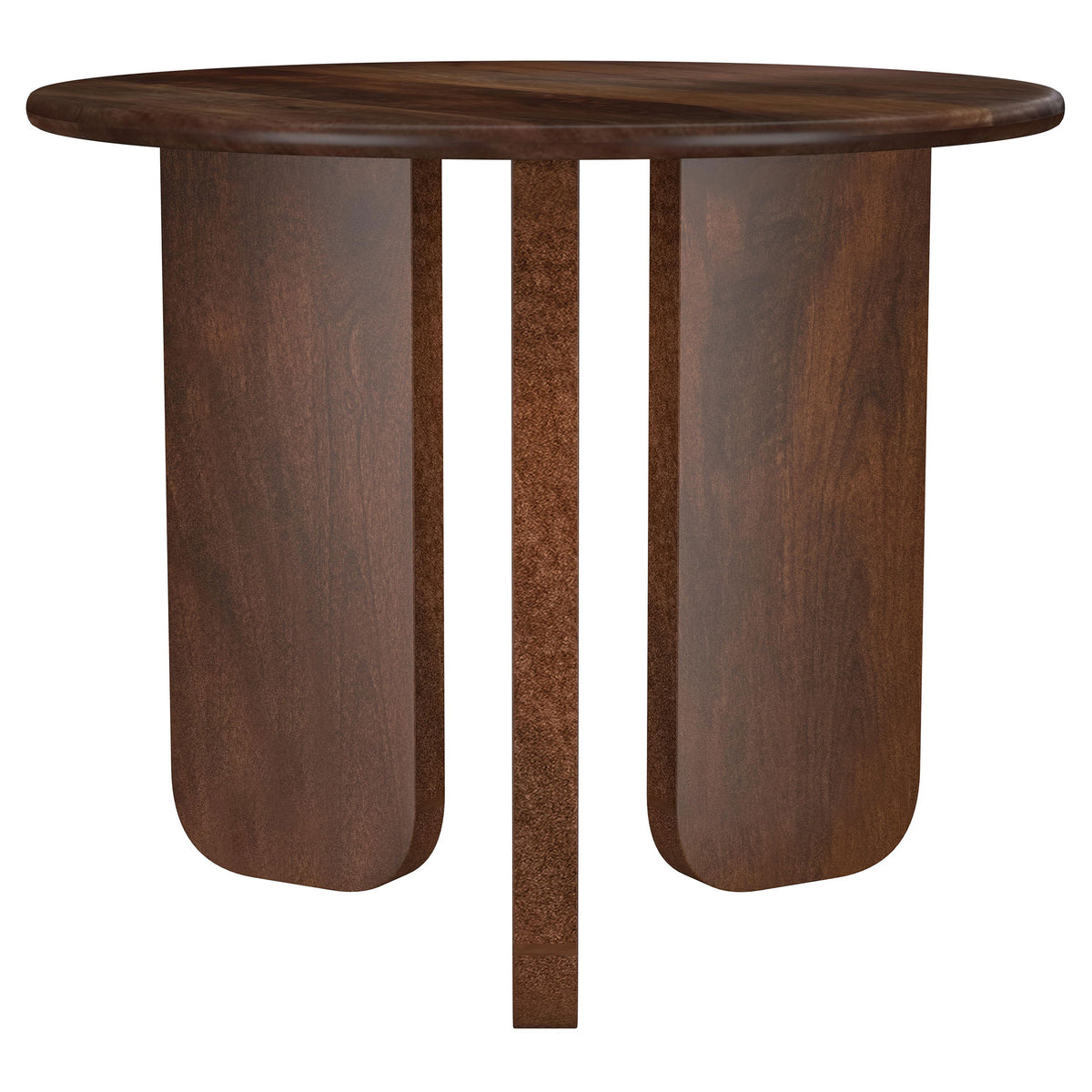 Dale Round Solid Mango Wood Coffee & End Tables - Mid-Century Angled Slab Legs in Brown – view 11