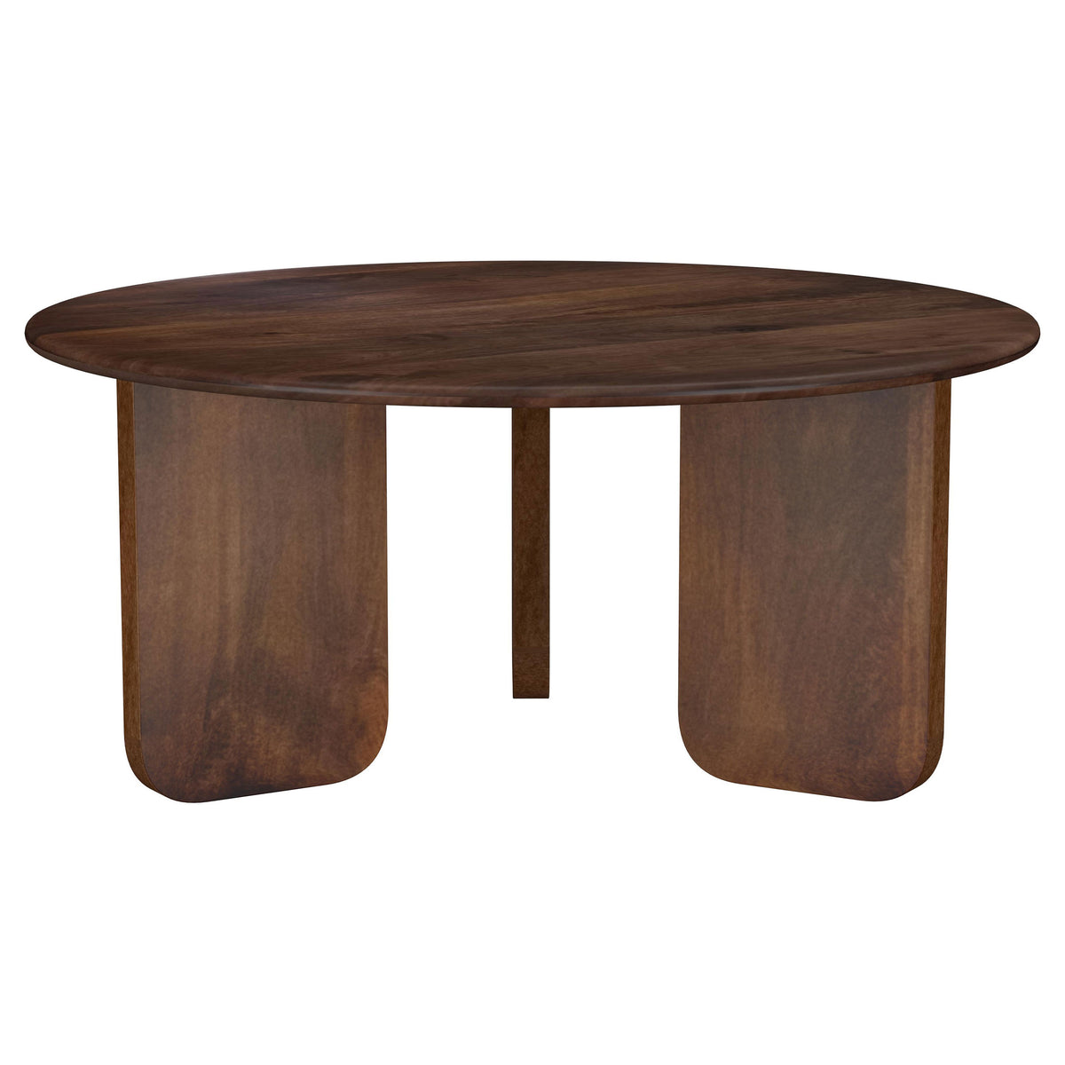 Dale Round Solid Mango Wood Coffee & End Tables - Mid-Century Angled Slab Legs in Brown – view 18