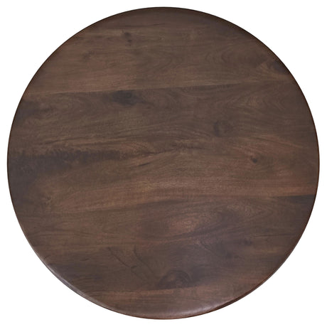 Dale Round Solid Mango Wood Coffee & End Tables - Mid-Century Angled Slab Legs in Brown – view 20