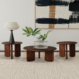 Dale Round Solid Mango Wood Coffee & End Tables - 3pcs- Coffee Table + 2 End Tables