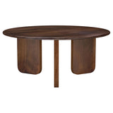 Dale Round Solid Mango Wood Coffee & End Tables - Mid-Century Angled Slab Legs in Brown – view 6