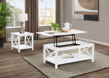 Skyview 44" Lift Top Coffee Table & End Table - X-Frame Farmhouse Design in White – view 16
