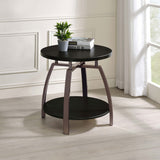 Dacre Round Two-Tier Coffee & End Table Sets - Dark Charcoal Top with Curved Black Nickel Legs – view 1