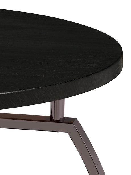 Dacre Round Two-Tier Coffee & End Table Sets - Dark Charcoal Top with Curved Black Nickel Legs – view 11