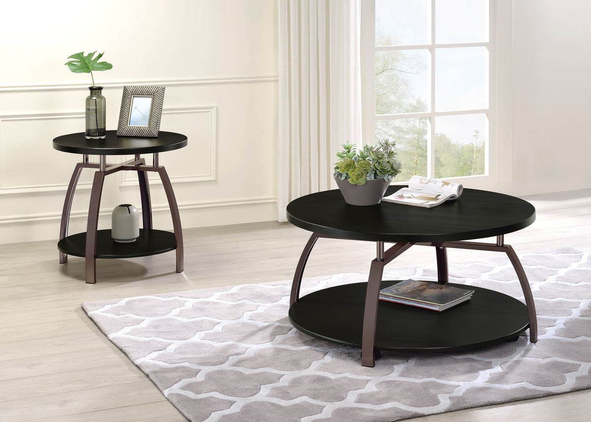 Dacre Round Two-Tier Coffee & End Table Sets - 2pcs- Coffee Table + End Table