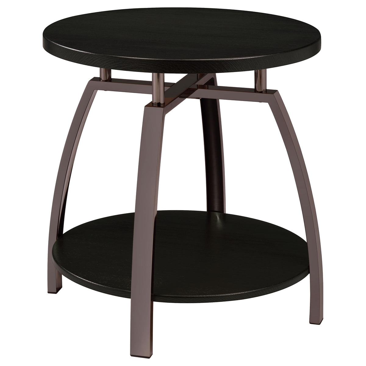 Dacre Round Two-Tier Coffee & End Table Sets - Dark Charcoal Top with Curved Black Nickel Legs – view 16