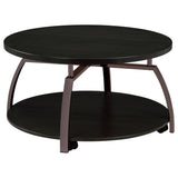 Dacre Round Two-Tier Coffee & End Table Sets - Dark Charcoal Top with Curved Black Nickel Legs – view 17