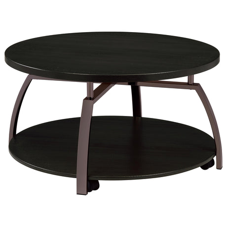 Dacre Round Two-Tier Coffee & End Table Sets - Dark Charcoal Top with Curved Black Nickel Legs – view 17