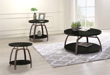 Dacre Round Two-Tier Coffee & End Table Sets - 3pcs- Coffee Table + 2 End Tables
