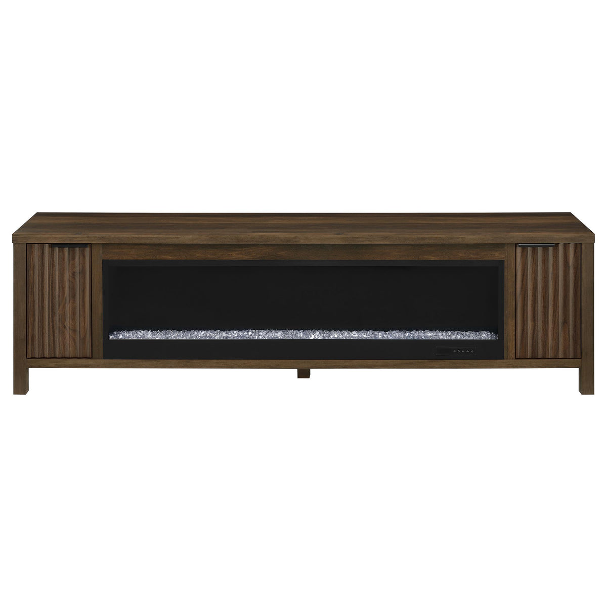 Carey 79" Fireplace TV Stand with Slatted Doors - Electric Flame Insert, Dark Pine Media Console – view 4