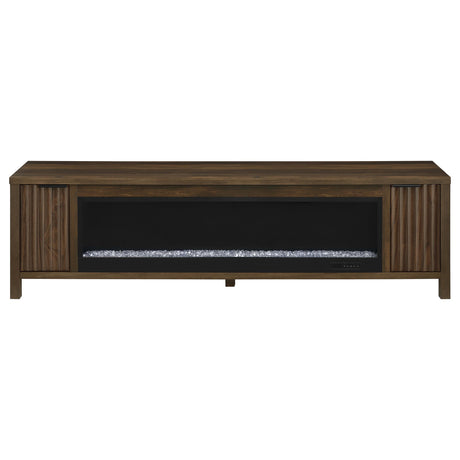 Carey 79" Fireplace TV Stand with Slatted Doors - Electric Flame Insert, Dark Pine Media Console – view 4