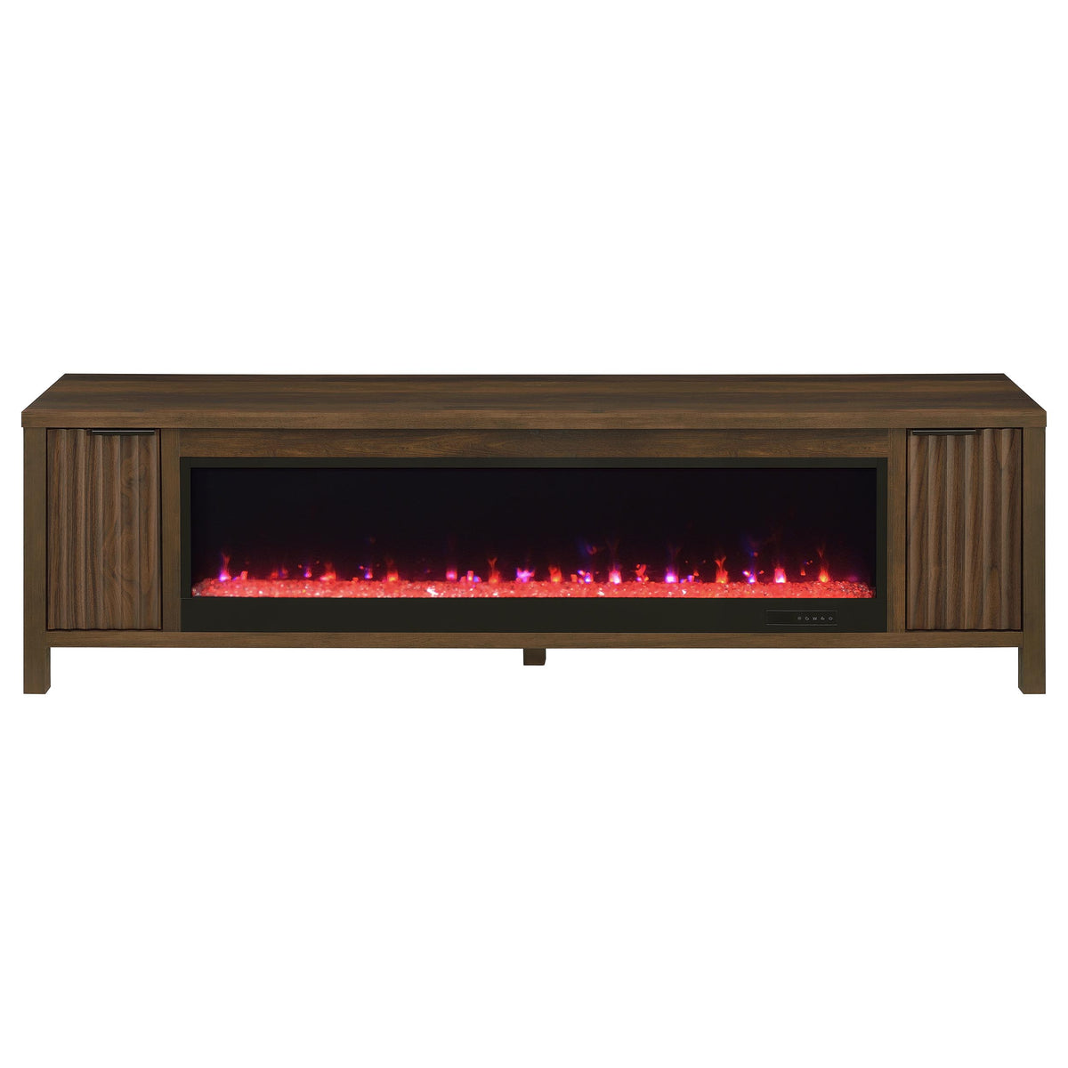 Carey 79" Fireplace TV Stand with Slatted Doors - Electric Flame Insert, Dark Pine Media Console – view 5