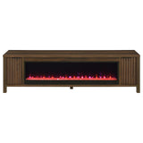 Carey 79" Fireplace TV Stand with Slatted Doors - Electric Flame Insert, Dark Pine Media Console – view 5