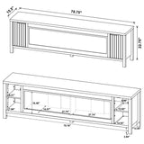 Carey 79" Fireplace TV Stand with Slatted Doors - Electric Flame Insert, Dark Pine Media Console – view 15