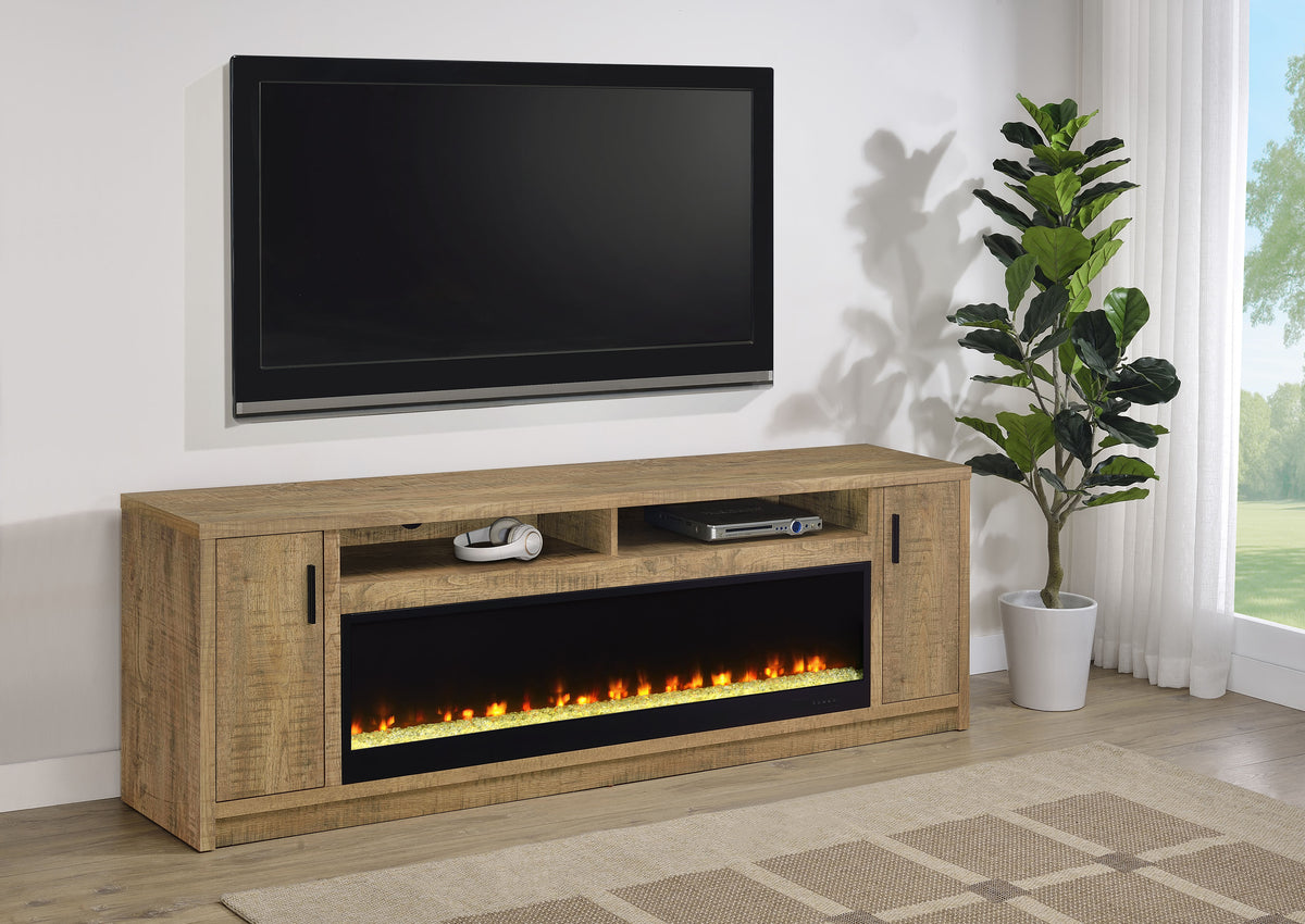 Eddy 79" Fireplace TV Stand - Flame Visualizer Media Console for TVs up to 85" in Mango – view 1