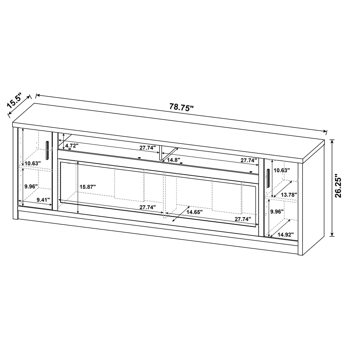 Eddy 79" Fireplace TV Stand - Flame Visualizer Media Console for TVs up to 85" in Mango – view 15