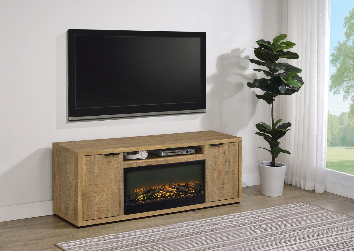 Fuller 60" Electric Fireplace TV Stand - Rustic Mango Media Console with Remote Flame & Adjustable Shelves – view 1