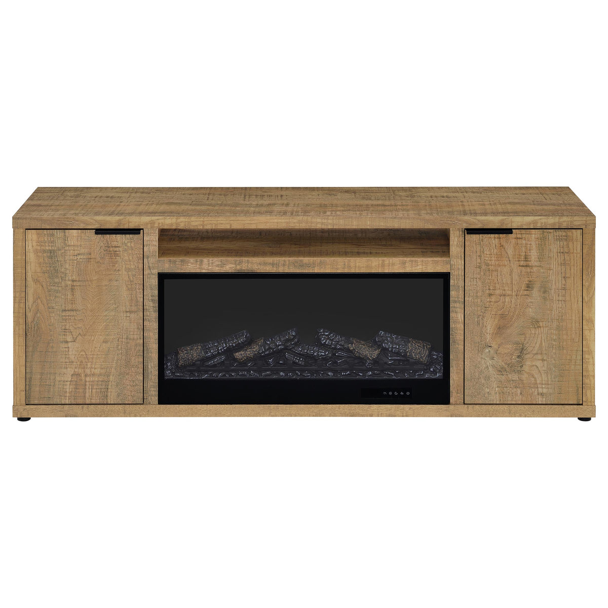 Fuller 60" Electric Fireplace TV Stand - Rustic Mango Media Console with Remote Flame & Adjustable Shelves – view 4