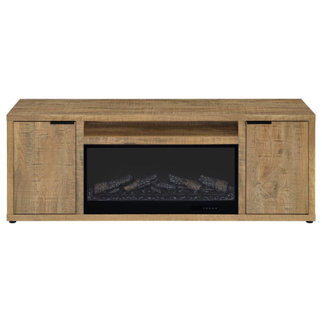 Fuller 60" Electric Fireplace TV Stand - Rustic Mango Media Console with Remote Flame & Adjustable Shelves – view 4