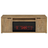 Fuller 60" Electric Fireplace TV Stand - Rustic Mango Media Console with Remote Flame & Adjustable Shelves – view 5