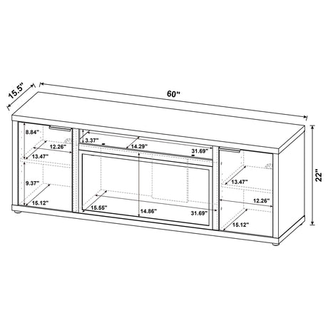 Fuller 60" Electric Fireplace TV Stand - Rustic Mango Media Console with Remote Flame & Adjustable Shelves – view 15