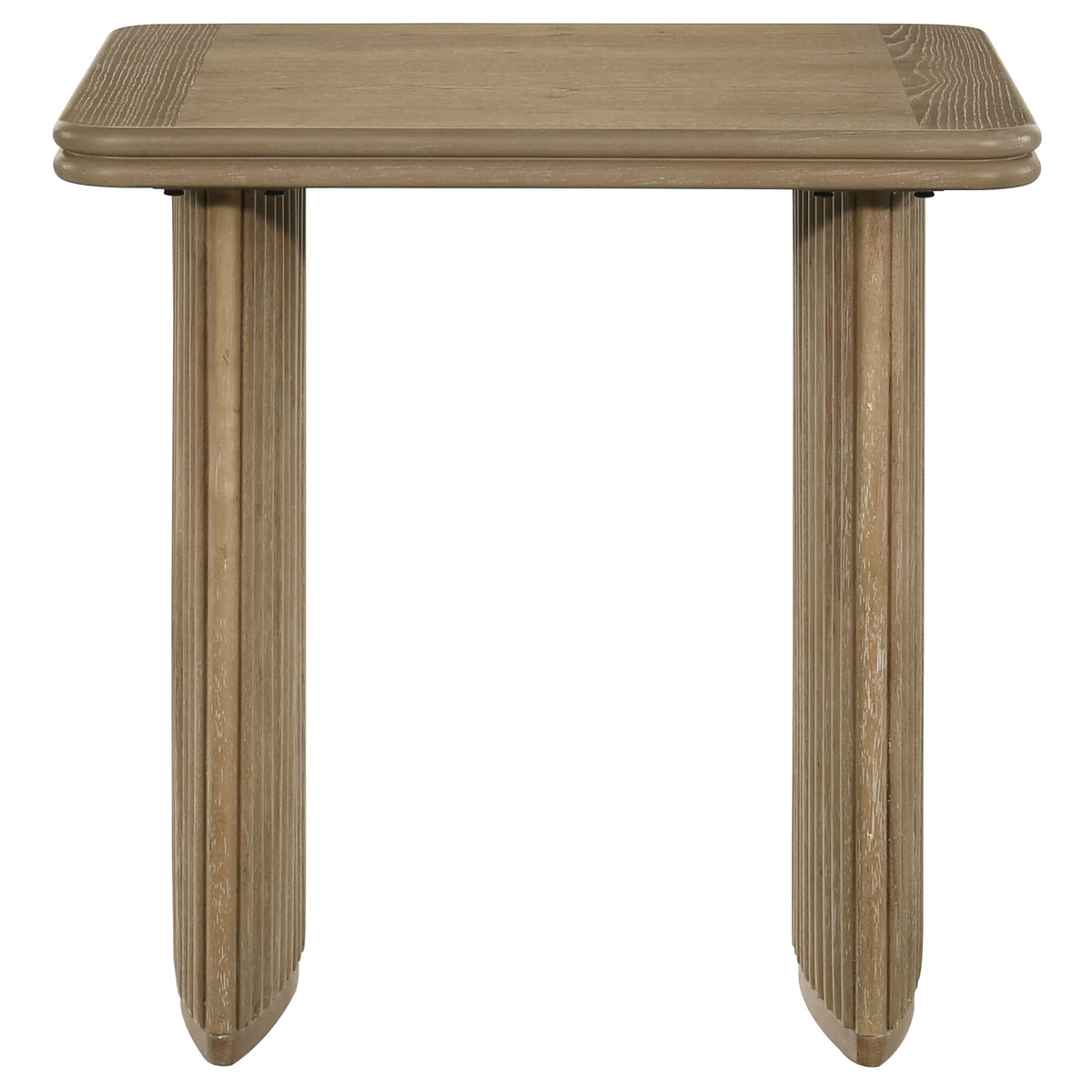 Adina Reeded Pedestal Coffee Table & End Table Sets - Sculptural Distressed Light Brown Wood – view 13