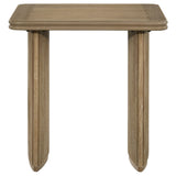 Adina Reeded Pedestal Coffee Table & End Table Sets - Sculptural Distressed Light Brown Wood – view 13