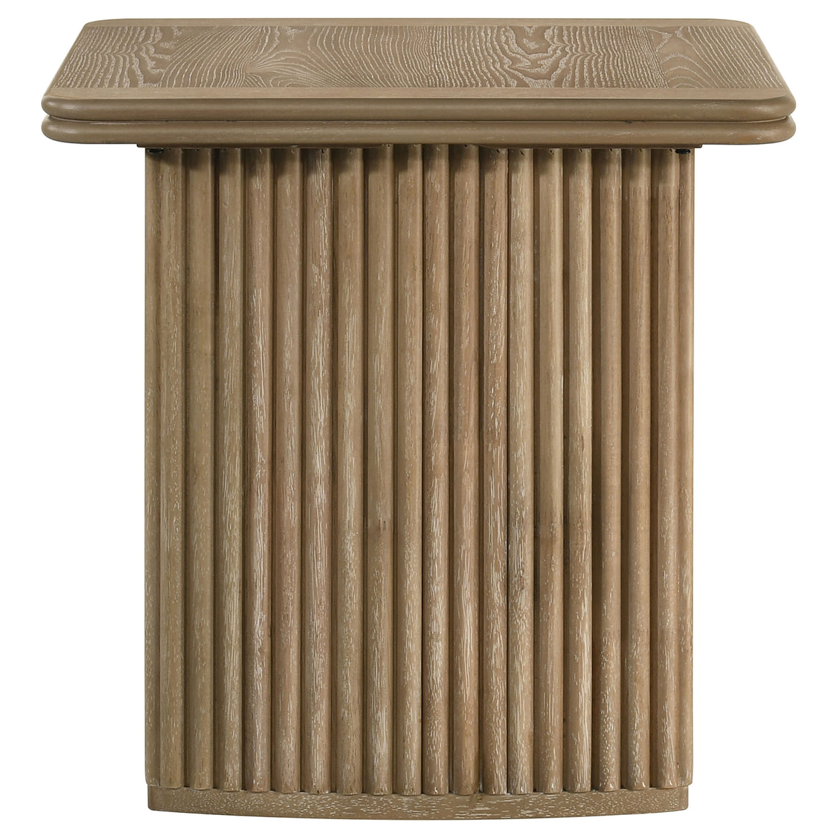 Adina Reeded Pedestal Coffee Table & End Table Sets - Sculptural Distressed Light Brown Wood – view 15
