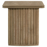 Adina Reeded Pedestal Coffee Table & End Table Sets - Sculptural Distressed Light Brown Wood – view 15