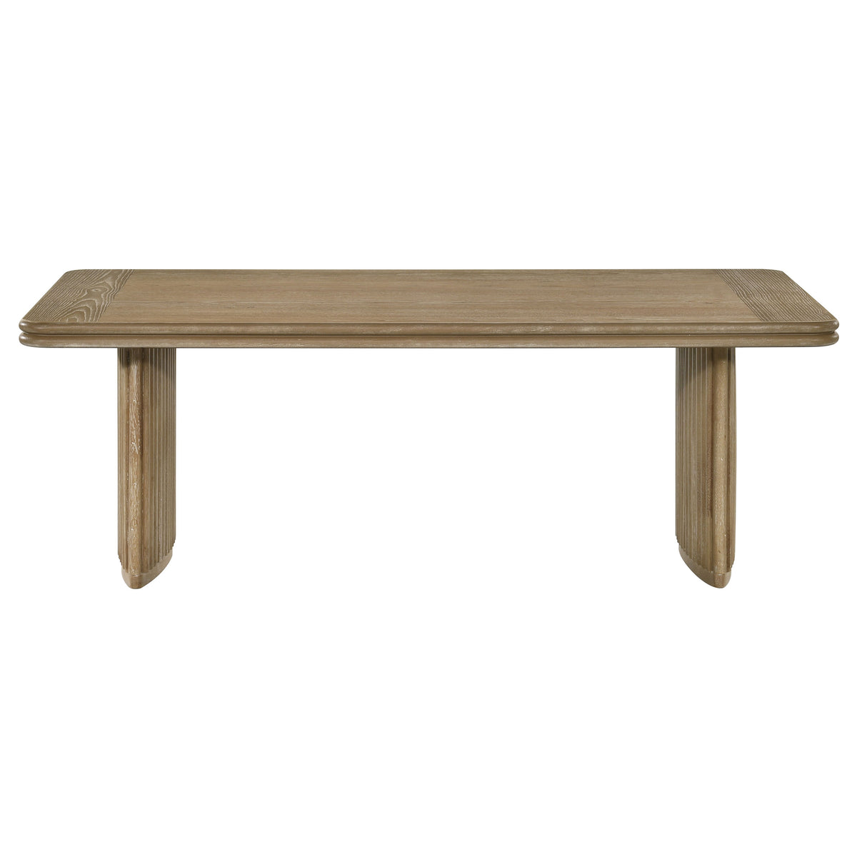 Adina Reeded Pedestal Coffee Table & End Table Sets - Sculptural Distressed Light Brown Wood – view 7