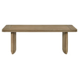 Adina Reeded Pedestal Coffee Table & End Table Sets - Sculptural Distressed Light Brown Wood – view 7