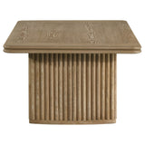 Adina Reeded Pedestal Coffee Table & End Table Sets - Sculptural Distressed Light Brown Wood – view 9