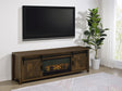 Enfield 71" Fireplace TV Stand - Barn Door Media Console with Ember Display for TVs up to 80" in Dark Pine – view 1