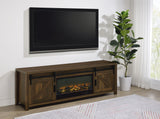 Enfield 71" Fireplace TV Stand - Barn Door Media Console with Ember Display for TVs up to 80" in Dark Pine – view 1