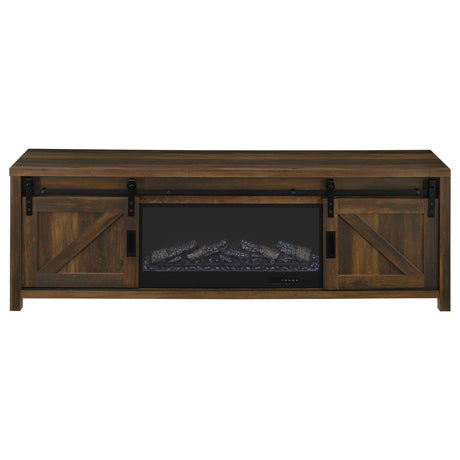 Enfield 71" Fireplace TV Stand - Barn Door Media Console with Ember Display for TVs up to 80" in Dark Pine – view 4