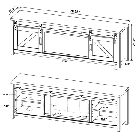Enfield 71" Fireplace TV Stand - Barn Door Media Console with Ember Display for TVs up to 80" in Dark Pine – view 15