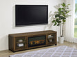 Havering 71" Fireplace TV Stand for TVs up to 80" - Dark Pine Media Console with Glass Doors – view 1