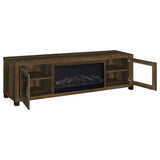 Havering 71" Fireplace TV Stand for TVs up to 80" - Dark Pine Media Console with Glass Doors – view 3