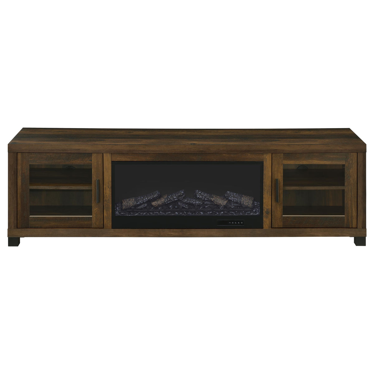 Havering 71" Fireplace TV Stand for TVs up to 80" - Dark Pine Media Console with Glass Doors – view 4