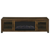 Havering 71" Fireplace TV Stand for TVs up to 80" - Dark Pine Media Console with Glass Doors – view 4
