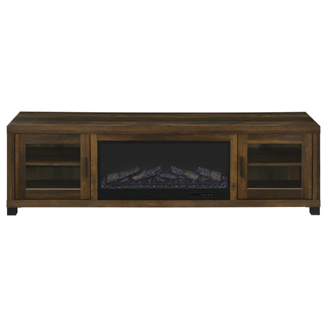 Havering 71" Fireplace TV Stand for TVs up to 80" - Dark Pine Media Console with Glass Doors – view 4