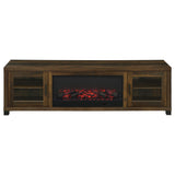 Havering 71" Fireplace TV Stand for TVs up to 80" - Dark Pine Media Console with Glass Doors – view 5