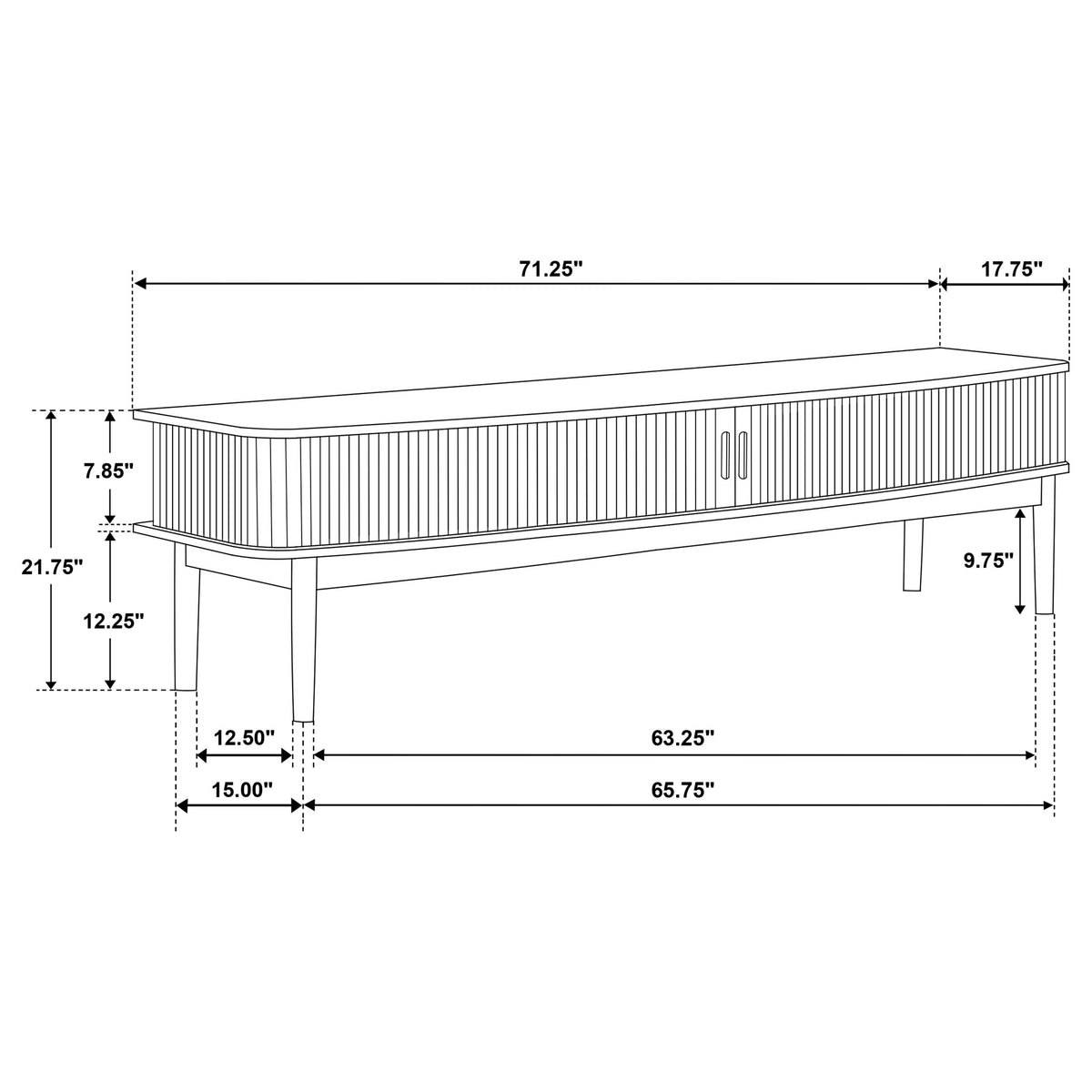 Croyden 71" Mid-Century TV Stand with Reeded Sliding Doors - Weathered Natural, Fits TVs up to 75" – view 14