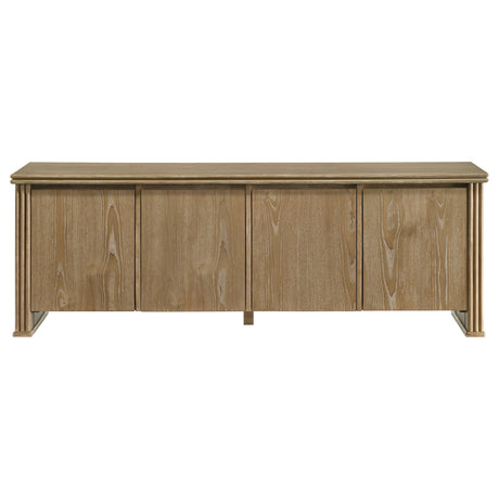 Adina 70" TV Stand with Reeded Sides & 4 Doors - Distressed Light Brown Ash Veneer, Arrives Assembled – view 3