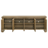 Adina 70" TV Stand with Reeded Sides & 4 Doors - Distressed Light Brown Ash Veneer, Arrives Assembled – view 4
