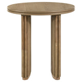 Adina Round Coffee & End Tables - Reeded Pedestal Base in Distressed Light Brown – view 13