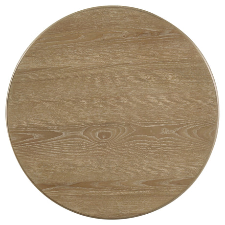 Adina Round Coffee & End Tables - Reeded Pedestal Base in Distressed Light Brown – view 15