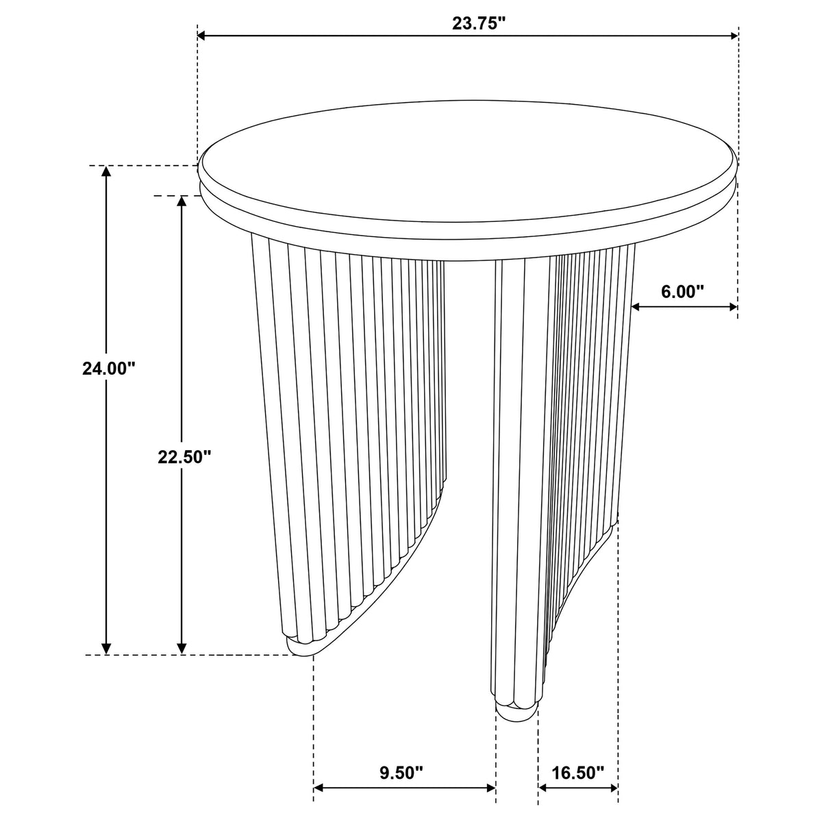 Adina Round Coffee & End Tables - Reeded Pedestal Base in Distressed Light Brown – view 17